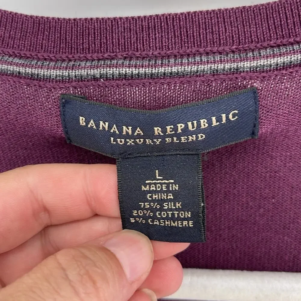 Banana Republic Luxury Blend silk cotton V-neck pullover sweater sz L